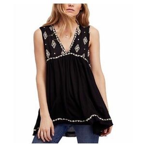 Free People Embroidered Diamond Sleeveless Top